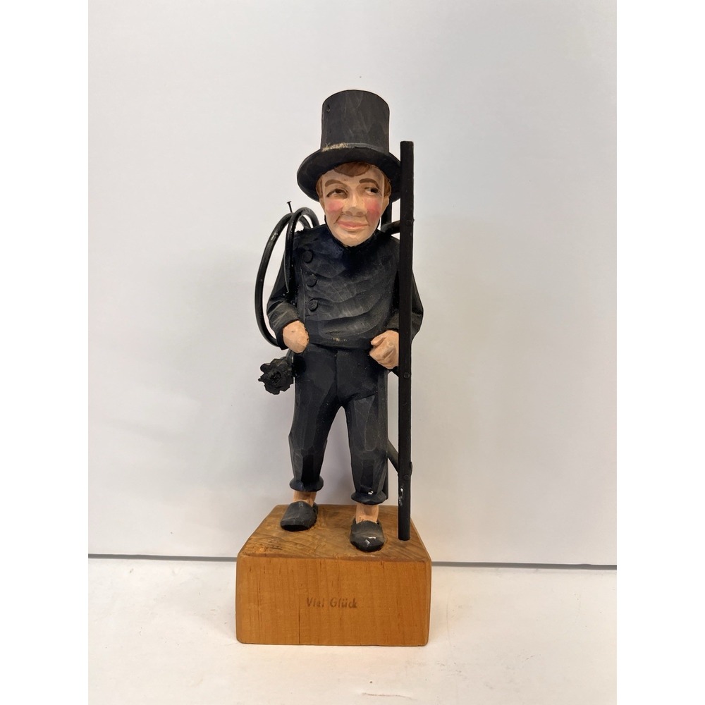 Hand Carved German Black Forest Chimney Sweep Figurine Oberammergau